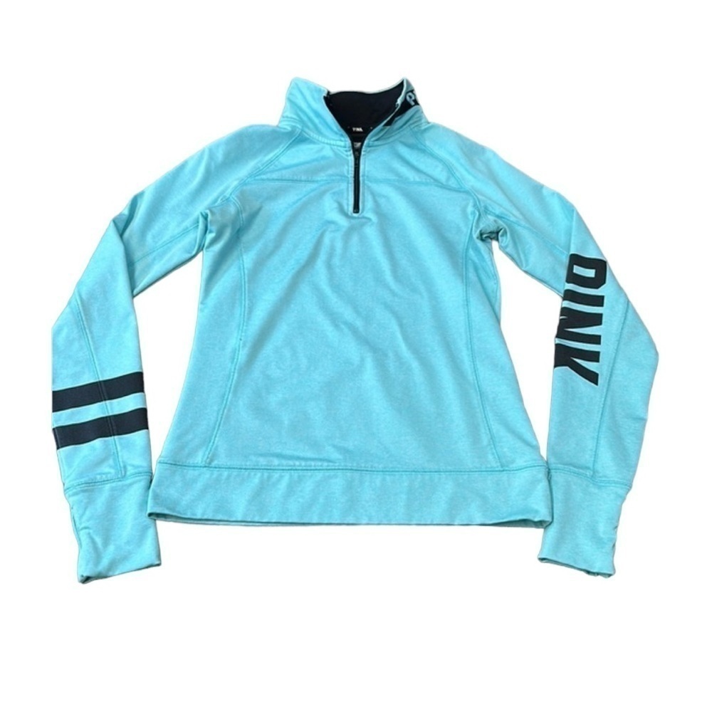 Victorias Secret Pink Blue Quarter Zip Sweatshirt Jacket XS